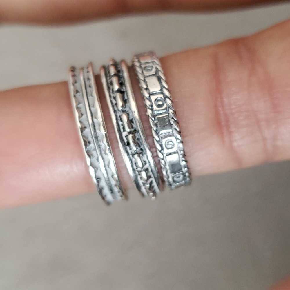 Stackable Silver Ring Trio - image 2